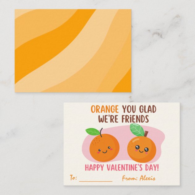 Orange You Glad We're Friends Valentine's Day Note | Zazzle