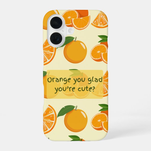 Orange you glad you're cute? orange patterns iPhone case (Back)