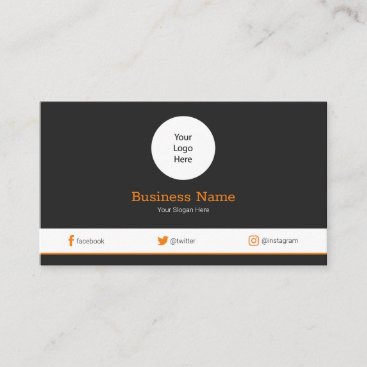 Orange Your Logo Modern Social Media Profile Business Card