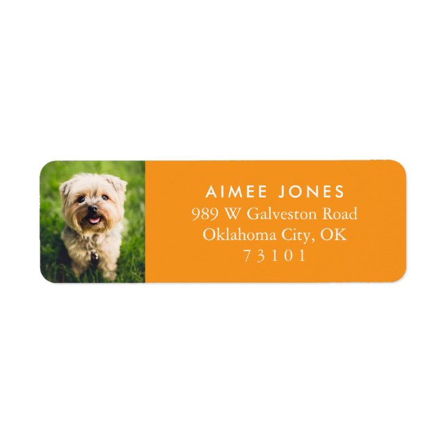 Orange Your Pet Photo Custom Return Address Label (Front)