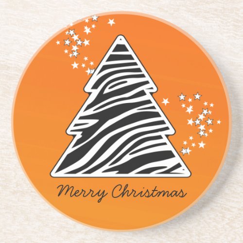 Orange Zebra Christmas Tree Coaster