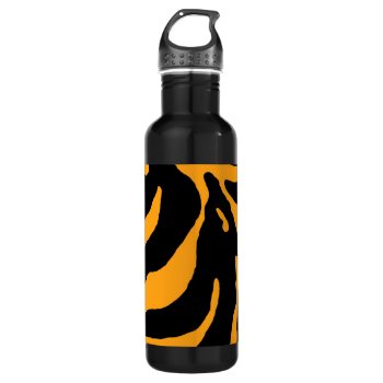 Orange Zebra Stripe Animal Print Stainless Steel Water Bottle by Lasting__Impressions at Zazzle