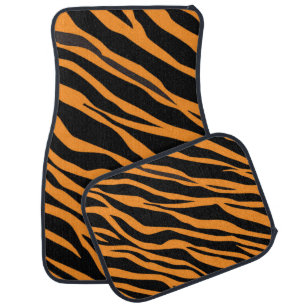 Orange Zebra Striped Car Floor Mat