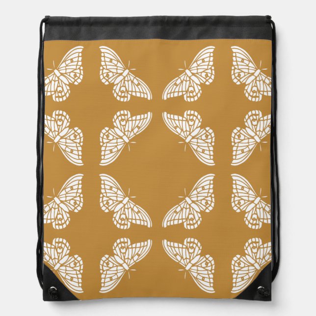 Orange Zest Arts and Crafts Butterflies  Drawstring Bag (Front)