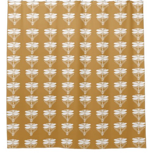 Orange Zest Arts and Crafts Dragonflies Shower Curtain