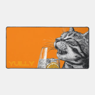 Orange Zest Cat Moment  Desk Mat