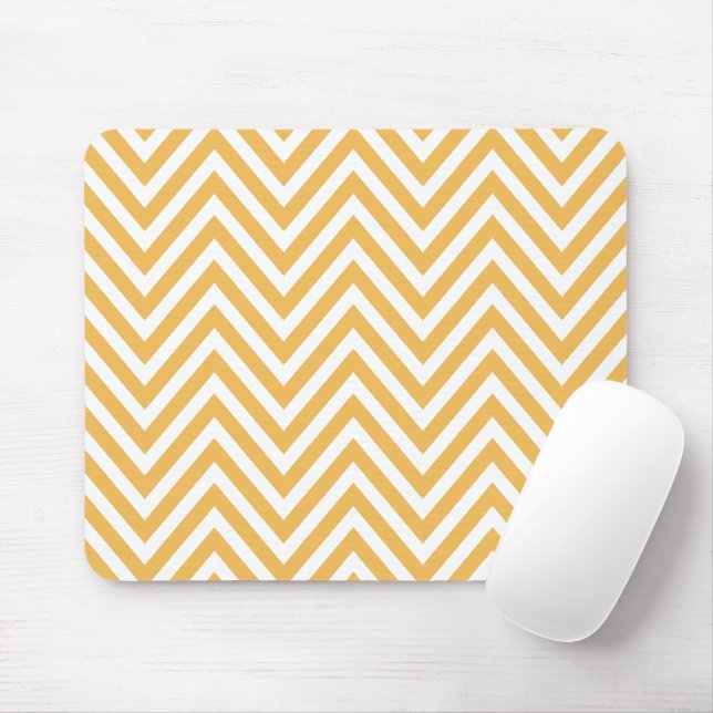 Orange Zigzag, Orange Chevron, Geometric Pattern Mouse Pad (With Mouse)