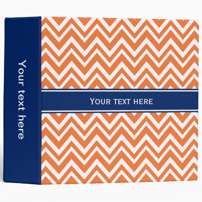 Orange Zigzag Pattern with Royal Blue 3 Ring Binder (Front/Spine)