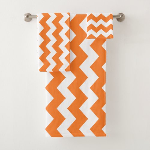 Orange Zigzag Striped Bath Towel Set