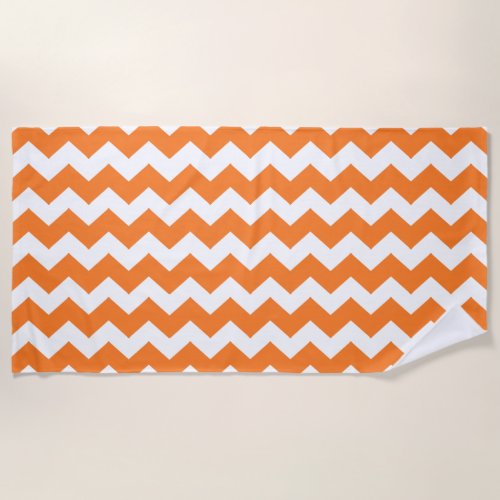 Orange Zigzag Striped Beach Towel