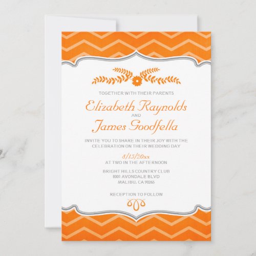 Orange Zigzag Wedding Invitations