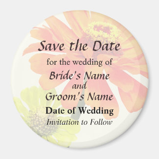 Orange Zinnia and Yellow Zinnia Save the Date Magnet