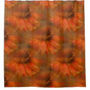 Orange Zinnia Daisy Flower Nature Art Pattern  Shower Curtain