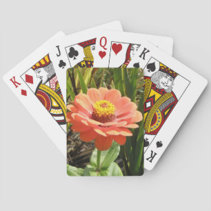 Orange Zinnia Flower Playing Cards