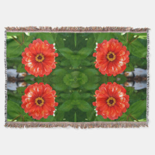 Orange Zinnia Throw Blanket