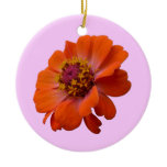 Orange Zinnia Wildflower Nature Floral Ceramic Ornament