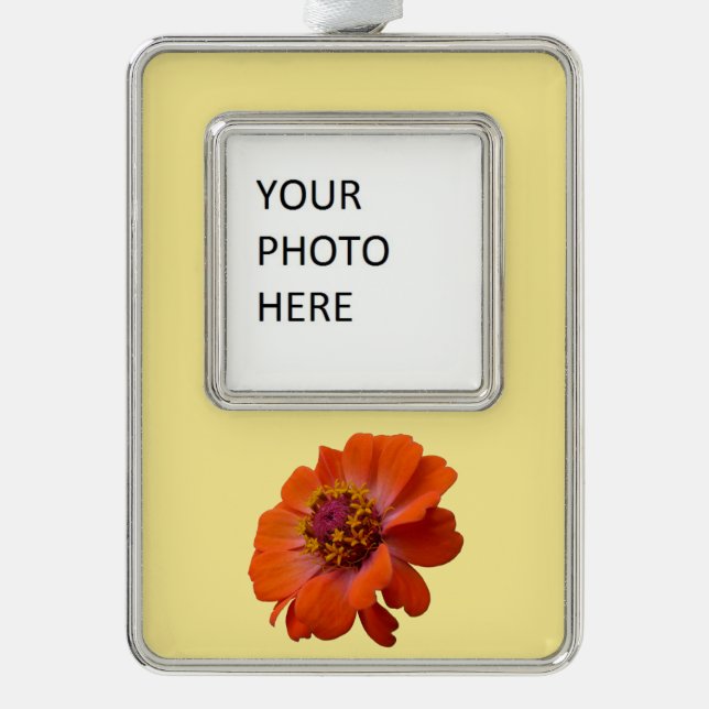 Orange Zinnia Wildflower Nature Floral Christmas Ornament (Front)