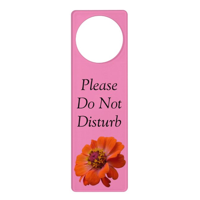 Orange Zinnia Wildflower Nature Floral Door Hanger (Front)