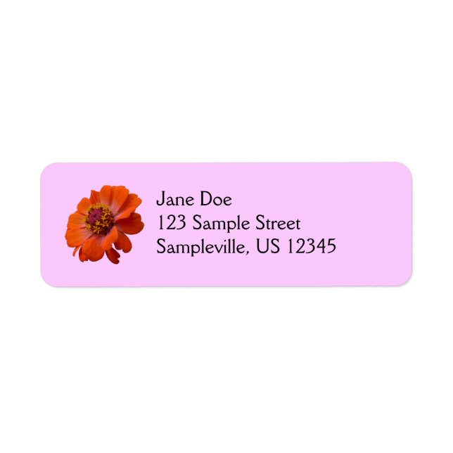Orange Zinnia Wildflower Nature Floral Label (Front)