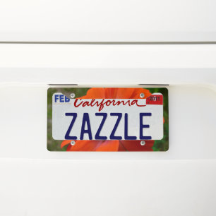 Orange Zinnia Wildflower Nature Floral License Plate Frame