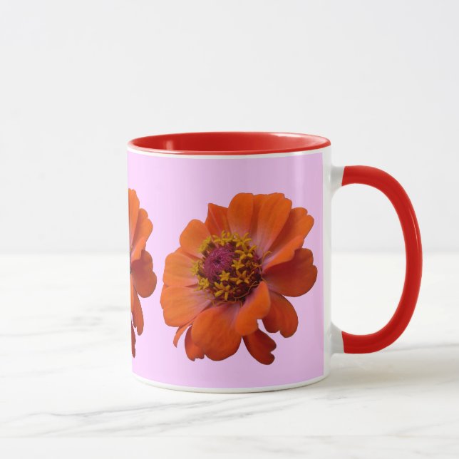 Orange Zinnia Wildflower Nature Floral Mug (Right)