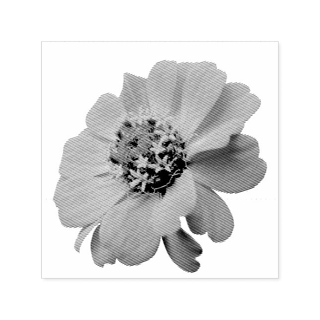 Orange Zinnia Wildflower Nature Floral Self-inking Stamp (Design)