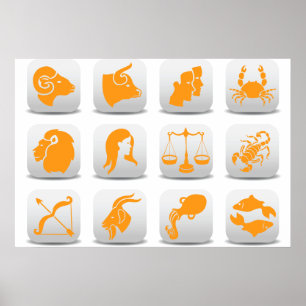 Orange Zodiac Signs Astrology Symbols