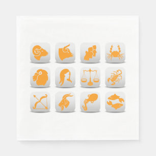 Orange Zodiac Signs Astrology Symbols Napkins