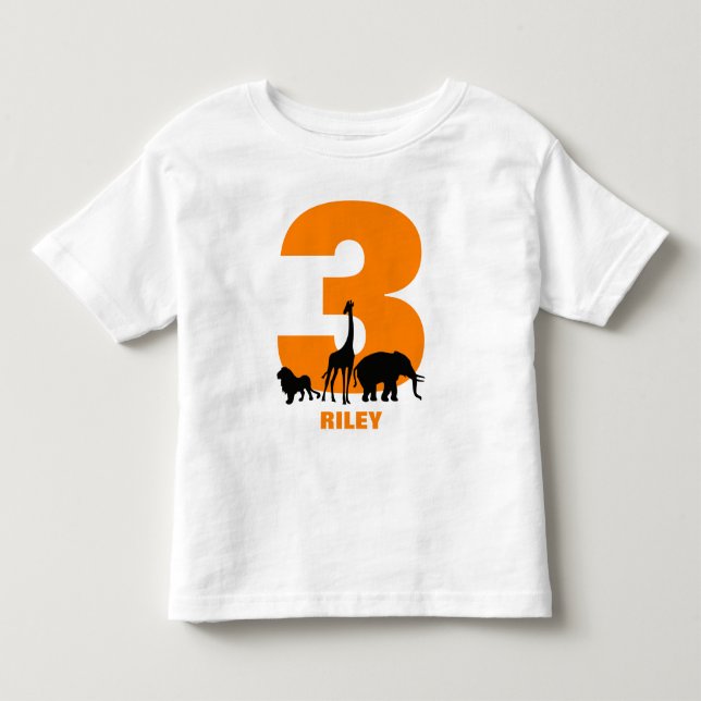 Orange zoo birthday party personalized toddler t-shirt (Front)