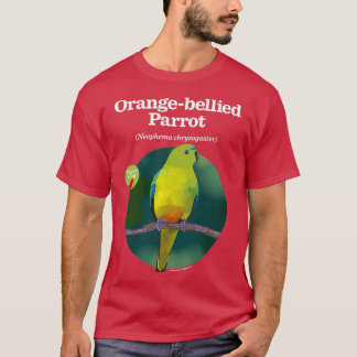 Orangebellied Parrot Large white text for dark bac T-Shirt
