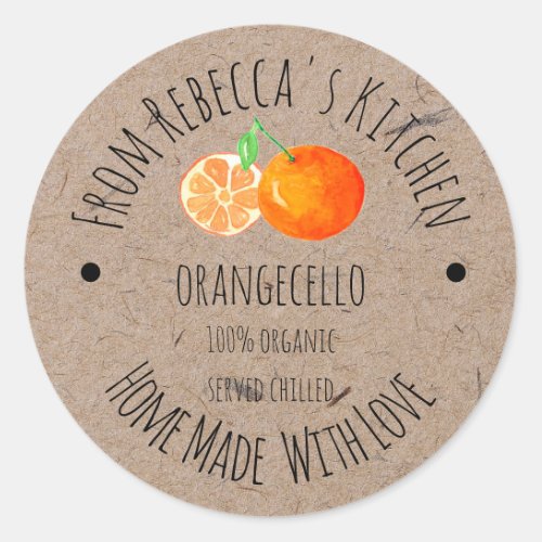 Orangecello Homemade with love kraft paper Classic Round Sticker