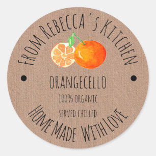Orangecello Homemade with love kraft paper Classic Round Sticker