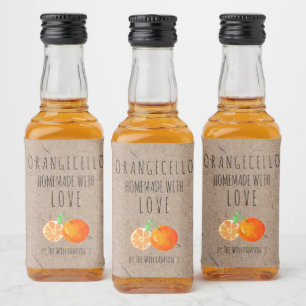 Orangecello Homemade with Love Kraft Paper Liquor Bottle Label