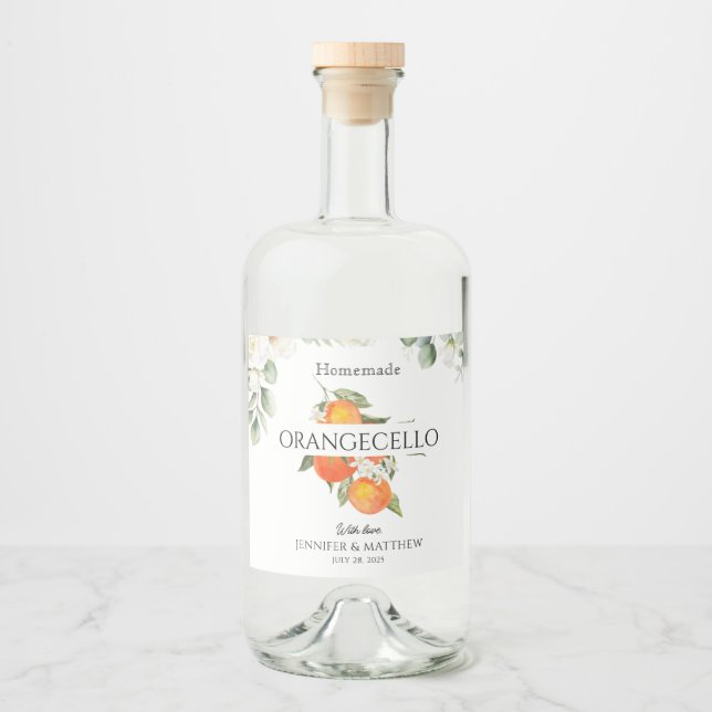 Orangecello Label Citrus Orange Wedding Favor  (Front)