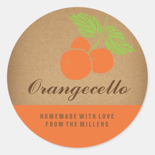 Orangecello Label round orange sticker
