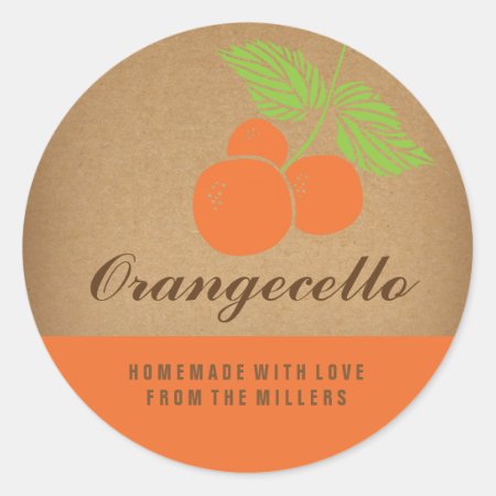 Orangecello Label, Round Orange Sticker