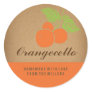Orangecello Label, round orange sticker