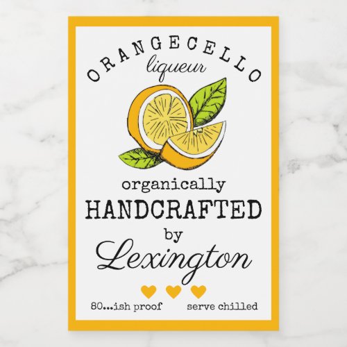 Orangecello Liqueur Label For A Small Bottle 