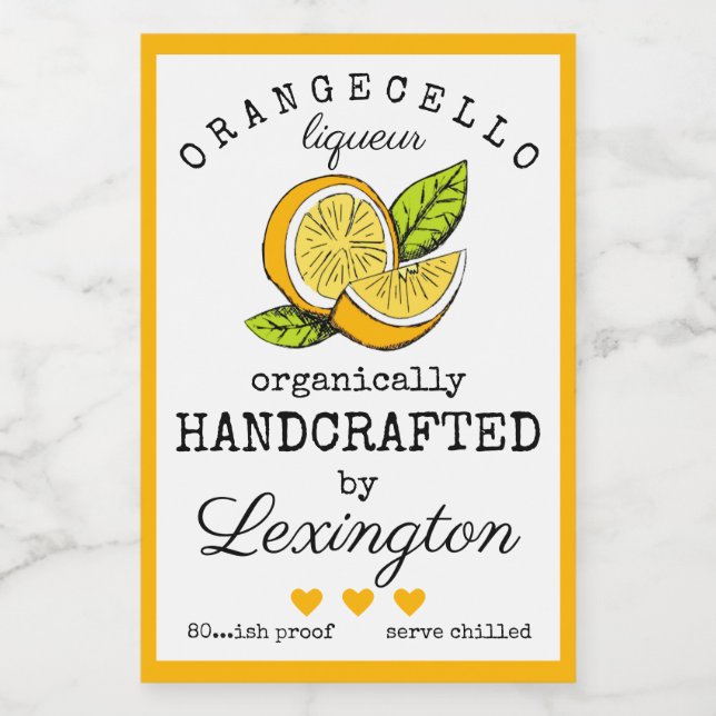 Orangecello Liqueur Label For A Small Bottle | (Single Label)