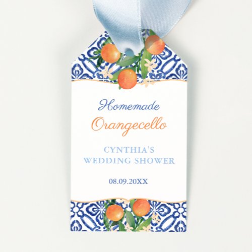 Orangecello Positano Oranges Bridal Shower Favor Gift Tags