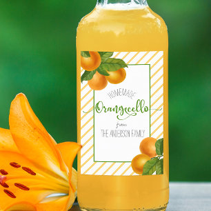Orangecello watercolor oranges custom script name wine label