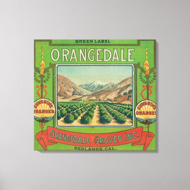 Orangedale Orange LabelRedlands, CA Canvas Print (Front)