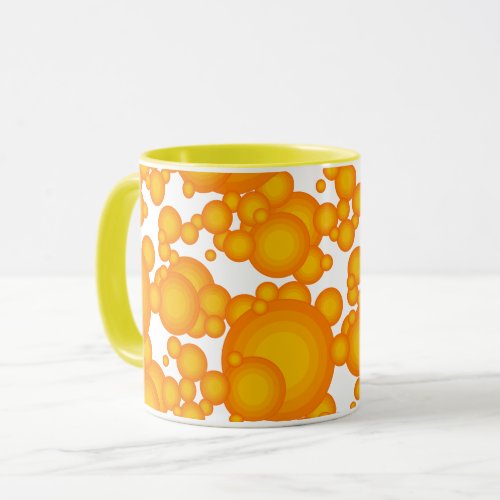 Oranger 70s styling circles like bubbles coffee mu mug