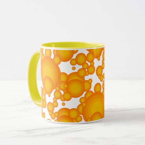 Oranger 70s styling circles like bubbles coffee mu mug