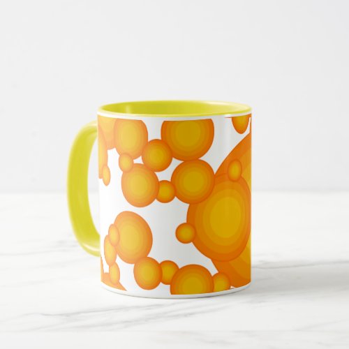 Oranger 70s styling circles like bubbles coffee mu mug