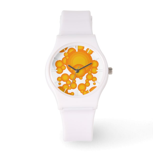 Oranger 70s styling circles like bubbles watch (Front)