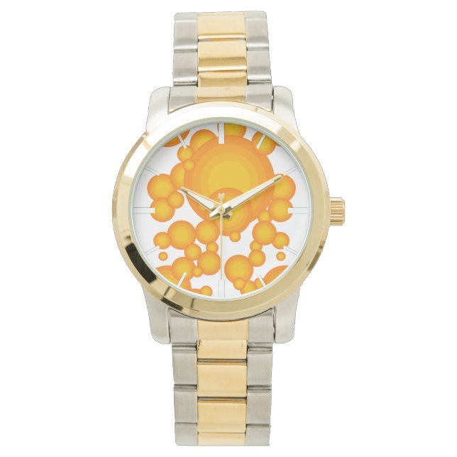 Oranger 70s styling circles like bubbles watch (Front)