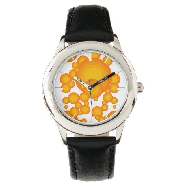 Oranger 70s styling circles like bubbles watch (Front)