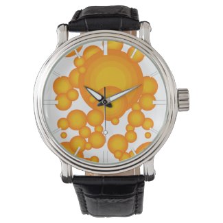 Oranger 70s styling circles like bubbles watch