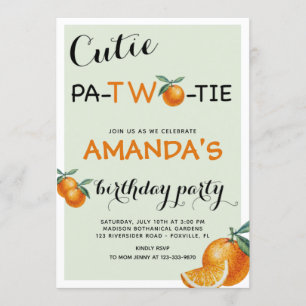 Oranges 2nd Birthday cutie pata-two-tie Invitation
